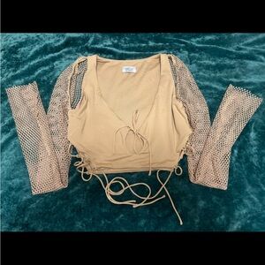 Beaded long sleeve crop top